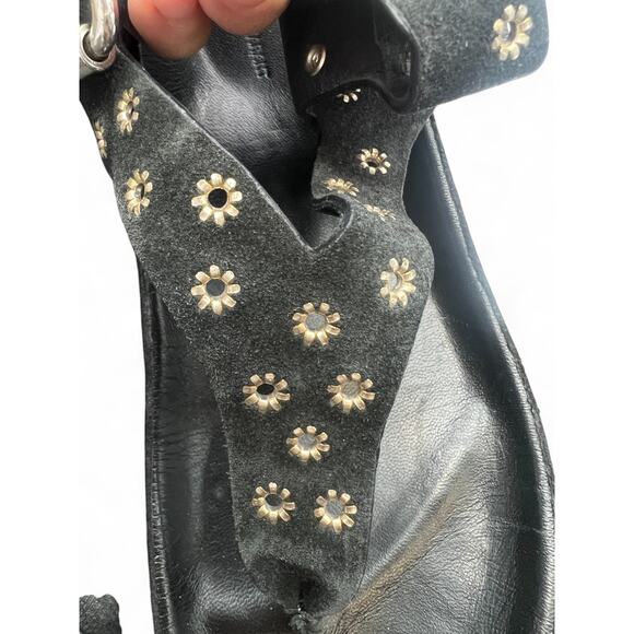 Isabel Marant 35/ 5 Black Suede Elwina Chic Eyelet Sandals Ankle Strap Studs - Picture 7 of 7